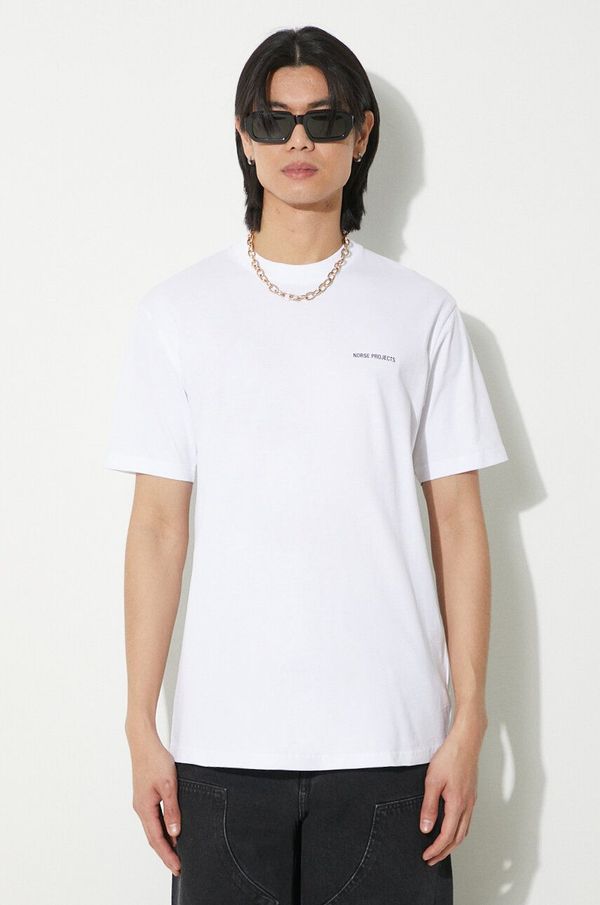 Norse Projects Pamučna majica Norse Projects Johannes za muškarce, boja: bijela, s tiskom, N01.0606.0001