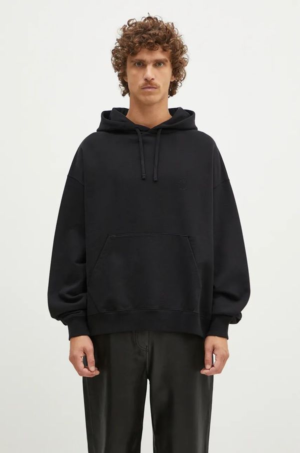 1017 ALYX 9SM Pamučna dukserica 1017 ALYX 9SM Boxy Pullover Hoodie za muškarce, boja: crna, s kapuljačom, s aplikacijom, AAMSW0248FA01