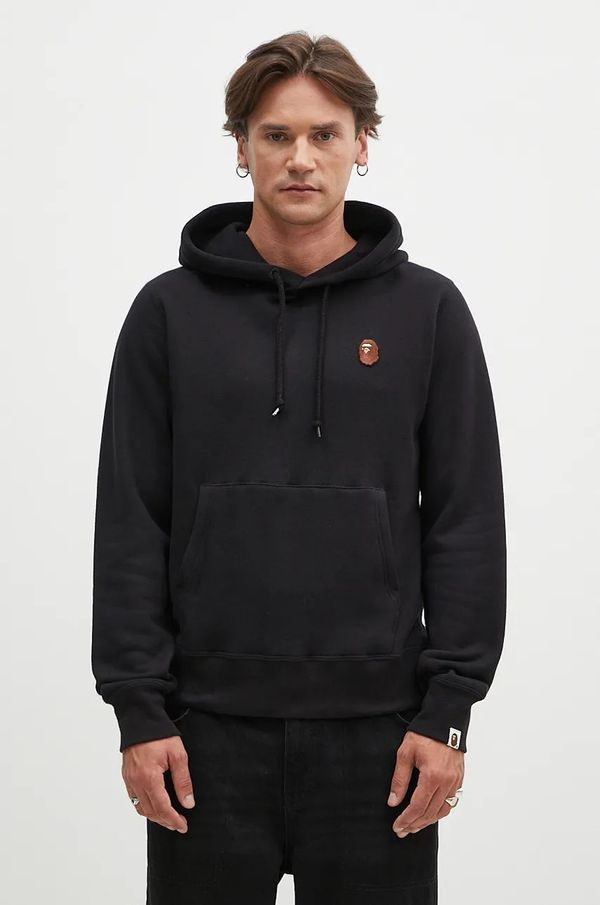 A Bathing Ape Pamučna dukserica A Bathing Ape One Point Pullover za muškarce, boja: crna, s kapuljačom, bez uzorka, 1K80114007