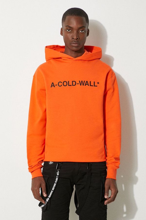 A-COLD-WALL* Pamučna dukserica A-COLD-WALL* Essential Logo Hoodie za muškarce, boja: narančasta, s kapuljačom, s tiskom, ACWMW083.-LIGHTORANG