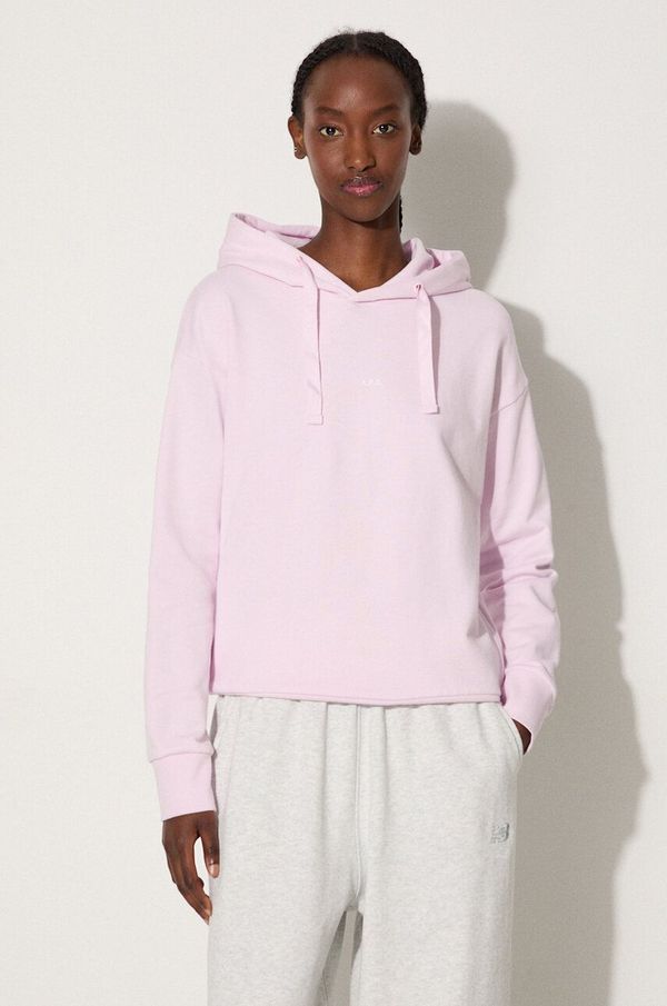 A.P.C. Pamučna dukserica A.P.C. Hoodie Christina za žene, boja: ružičasta, s kapuljačom, s aplikacijom, COEIP-F27624