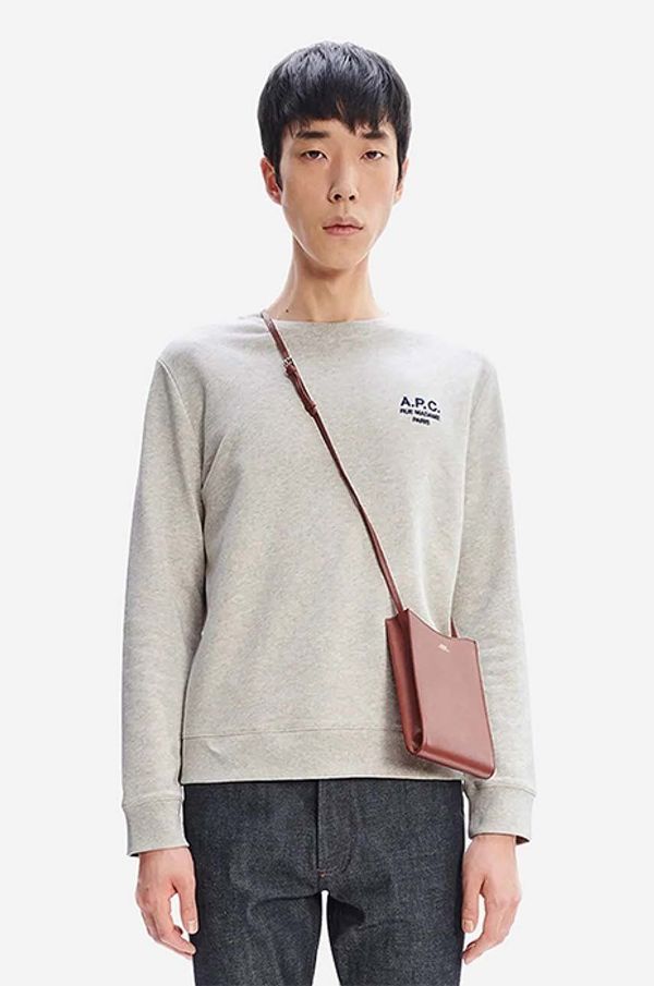 A.P.C. Pamučna dukserica A.P.C. Sweat Rider za muškarce, boja: siva, bez uzorka, COEZD.H27699-MARINE