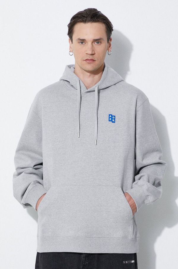 Ader Error Pamučna dukserica Ader Error TRS Tag Hoodie za muškarce, boja: siva, s kapuljačom, melanž, BMSGFYHD0101