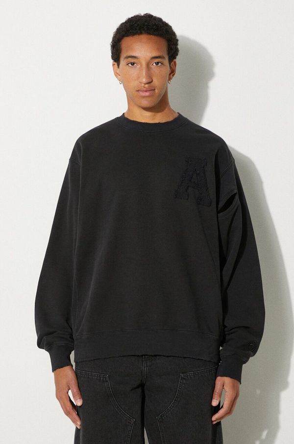 Ambush Pamučna dukserica AMBUSH Hole Sweatshirt za muškarce, boja: crna, s aplikacijom, BMBA004F24FLE0011010