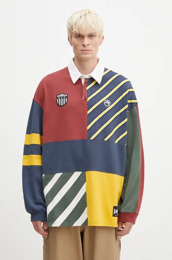 Ambush Pamučna dukserica AMBUSH Patchwork Rugby Shirt za muškarce, s aplikacijom, BMGC004F24JER0018484