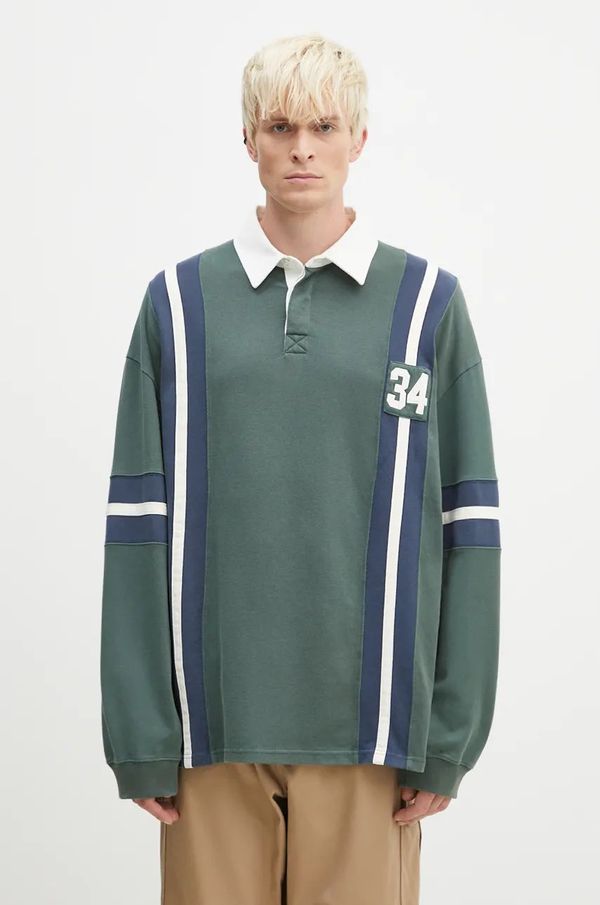 Ambush Pamučna dukserica AMBUSH Striped Rugby Shirt za muškarce, boja: zelena, s aplikacijom, BMGC002F24JER0015245