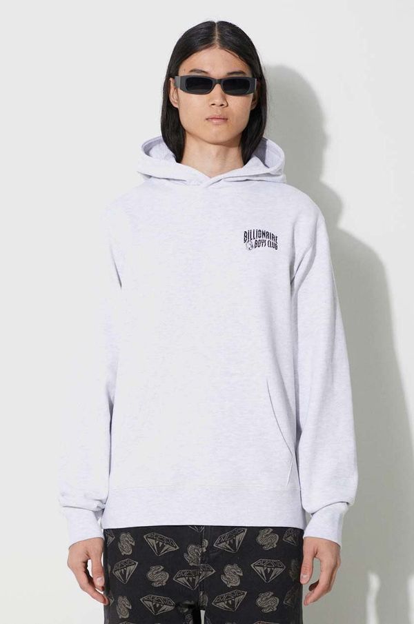 Billionaire Boys Club Pamučna dukserica Billionaire Boys Club za muškarce, boja: siva, s kapuljačom, s tiskom
