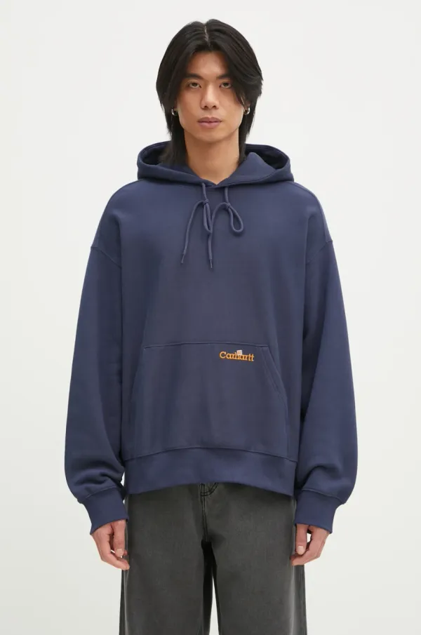 Carhartt WIP Pamučna dukserica Carhartt WIP Hooded Label Script Sweat za muškarce, s kapuljačom, bez uzorka, I034430.01XX