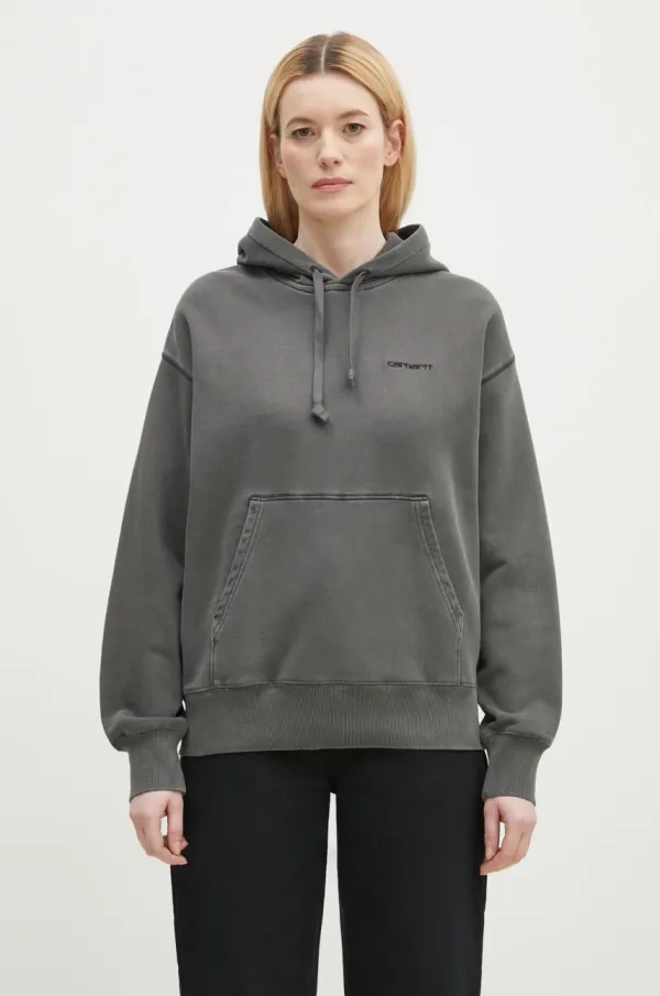 Carhartt WIP Pamučna dukserica Carhartt WIP Hooded Lumo Sweat za žene, boja: siva, s kapuljačom, bez uzorka, I034375.89GD