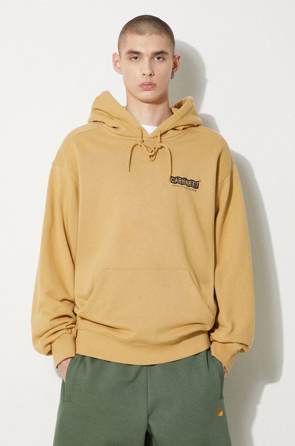 Carhartt WIP Pamučna dukserica Carhartt WIP Hooded Stamp Sweat za muškarce, boja: bež, s kapuljačom, s tiskom, I033621.23F06