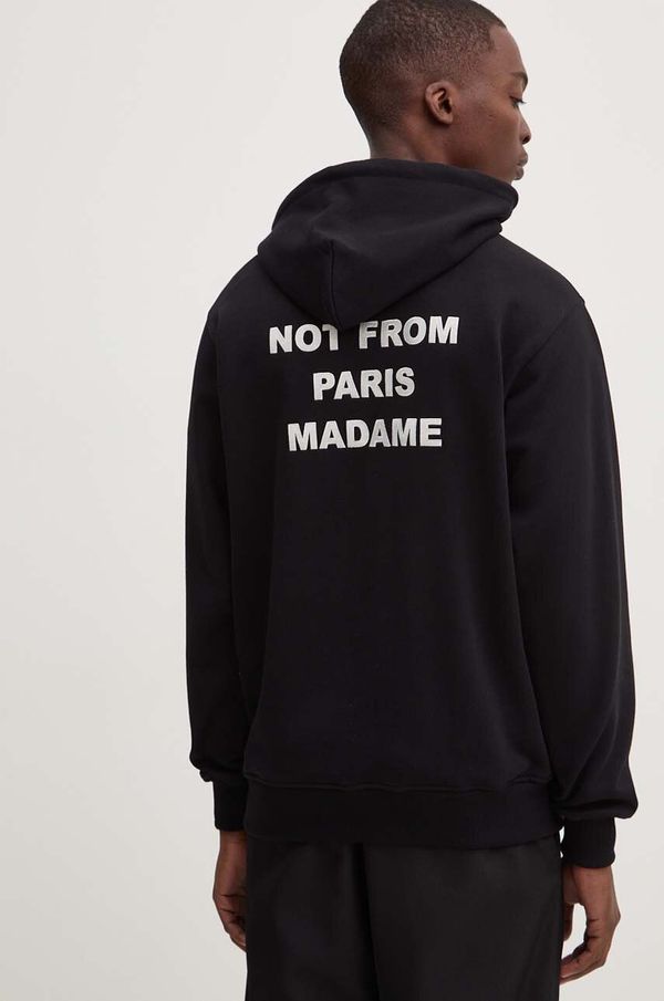 Drôle de Monsieur Pamučna dukserica Drôle de Monsieur Le Hoodie Slogan za muškarce, boja: crna, s kapuljačom, s tiskom, PERM-HO162-CO127-BL
