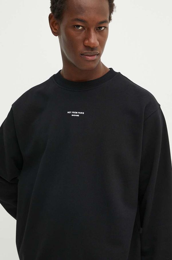 Drôle de Monsieur Pamučna dukserica Drôle de Monsieur za muškarce, boja: crna, s tiskom, PERM.SW148.CO127 Le Sweatshirt Slogan Cl
