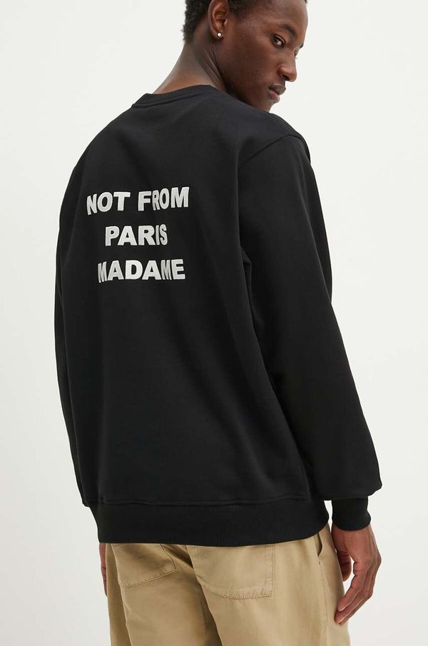 Drôle de Monsieur Pamučna dukserica Drôle de Monsieur za muškarce, boja: crna, s tiskom, PERM.SW149.CO127 Le Sweatshirt Slogan