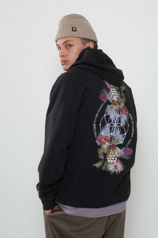 Flowers for Society Pamučna dukserica Flowers for Society Premium 2.0 Oversized Hoodie za muškarce, boja: crna, s kapuljačom, bez uzorka, FFSAPP080