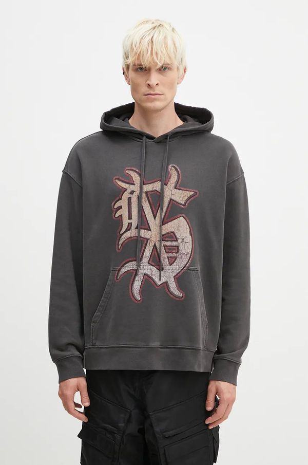 KSUBI Pamučna dukserica KSUBI Dug Out Biggie Hoodie za muškarce, boja: siva, s kapuljačom, s tiskom, MFA24FL017