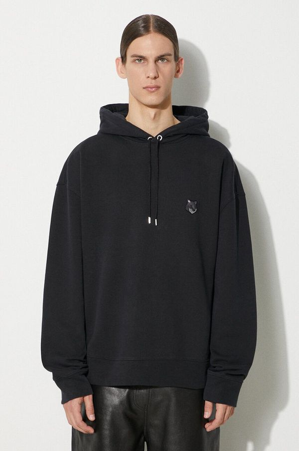 Maison Kitsuné Pamučna dukserica Maison Kitsuné Bold Fox Head Patch Oversize Hoodie za muškarce, boja: crna, s kapuljačom, bez uzorka, LM00705KM0001