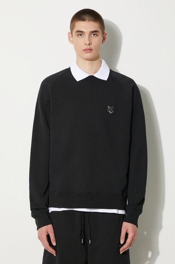 Maison Kitsuné Pamučna dukserica Maison Kitsuné Bold Fox Head Patch Oversize Sweatshirt za muškarce, boja: crna, bez uzorka, MM00304KM0001