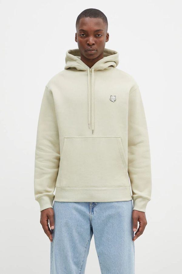 Maison Kitsuné Pamučna dukserica Maison Kitsuné Bold Fox Head Patch za muškarce, boja: zelena, s kapuljačom, s aplikacijom, MM00713KM0307