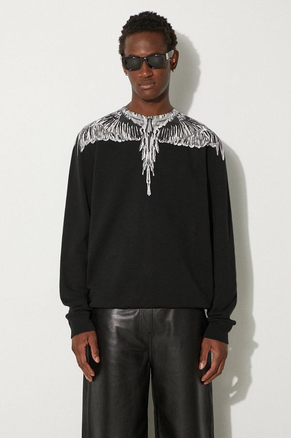 Marcelo Burlon Pamučna dukserica Marcelo Burlon Icon Wings Regular Crewneck za muškarce, boja: crna, s tiskom, CMBA009F24FLE0011006