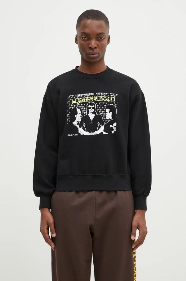 No Problemo Pamučna dukserica No Problemo Subway Crew Neck Sweat za muškarce, boja: crna, s tiskom, NP20004.02