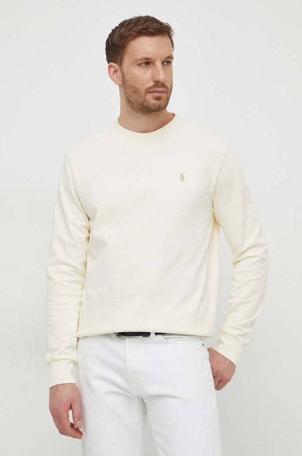 Polo Ralph Lauren Pamučna dukserica Polo Ralph Lauren za muškarce, boja: bež, bez uzorka, 710916689