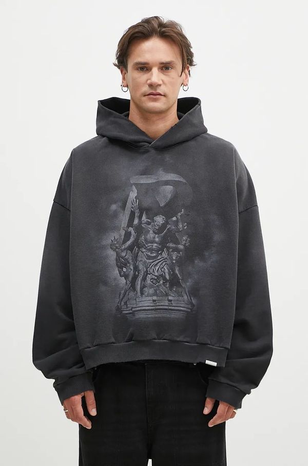 Represent Pamučna dukserica Represent Atlas Hoodie za muškarce, boja: siva, s kapuljačom, s tiskom, MLM41145.230