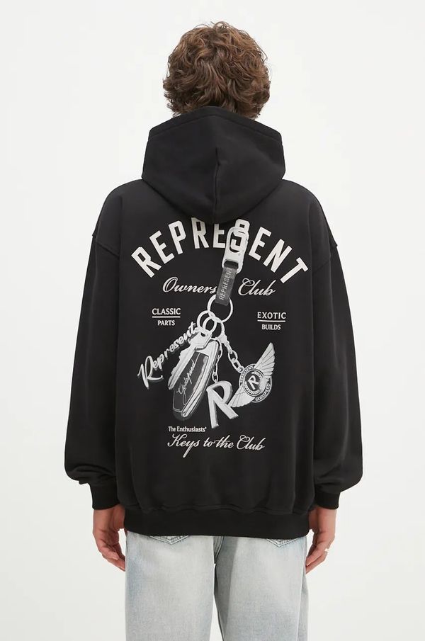 Represent Pamučna dukserica Represent Keys To The Club Hoodie za muškarce, boja: crna, s kapuljačom, s tiskom, MLM4240.001