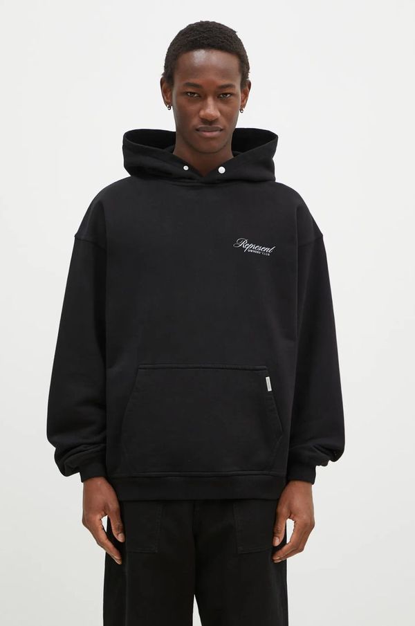Represent Pamučna dukserica Represent Represent Owners Club Script Hoodie za muškarce, boja: crna, s kapuljačom, s tiskom, OCM41200.001