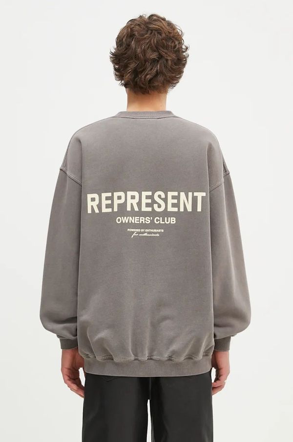 Represent Pamučna dukserica Represent Represent Owners Club za muškarce, boja: siva, s tiskom, OCM41115.165