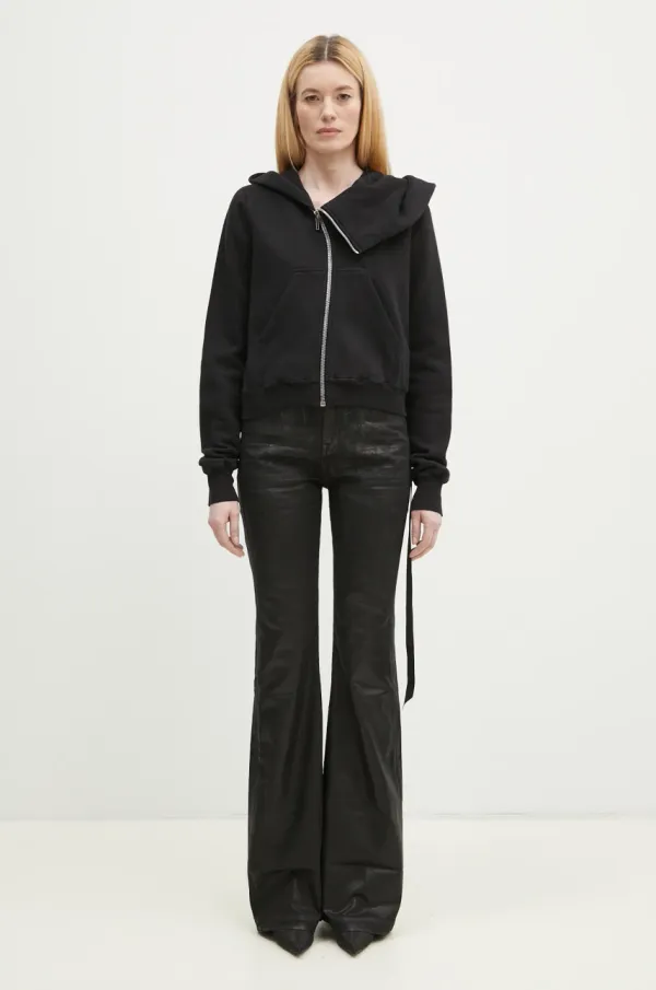 Rick Owens Pamučna dukserica Rick Owens Mountain za žene, boja: crna, s kapuljačom, bez uzorka, DS01E3247.F