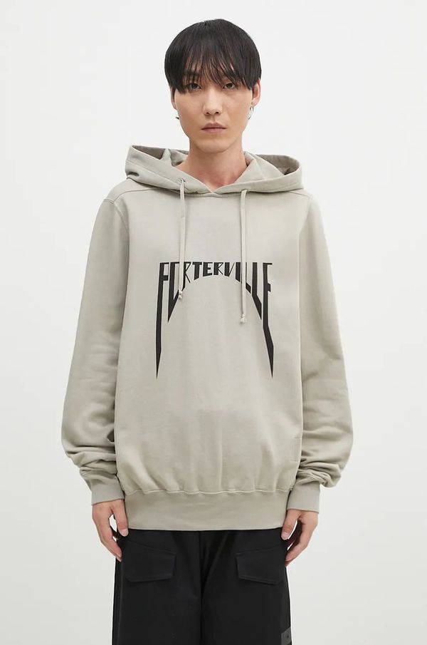 Rick Owens Pamučna dukserica Rick Owens Oversized Hoodie za muškarce, boja: bež, s kapuljačom, s tiskom, DU02D2282.FEP1P