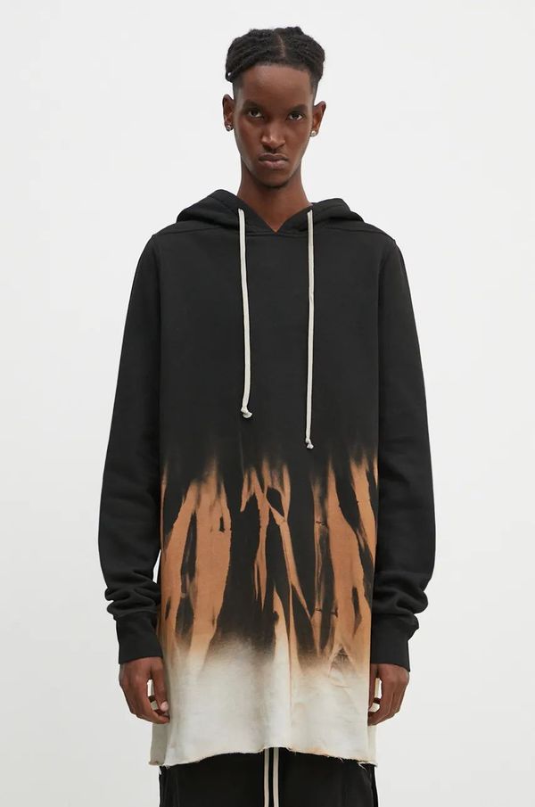Rick Owens Pamučna dukserica Rick Owens Pullover Hoodie za muškarce, boja: crna, s kapuljačom, s uzorkom, DU02D2285.FSUN