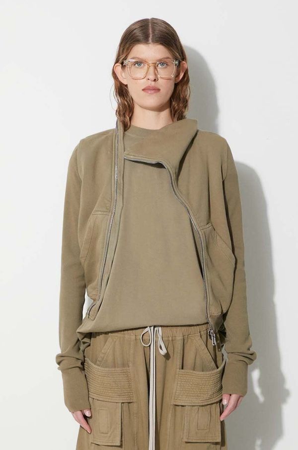 Rick Owens Pamučna dukserica Rick Owens za žene, boja: zelena, bez uzorka