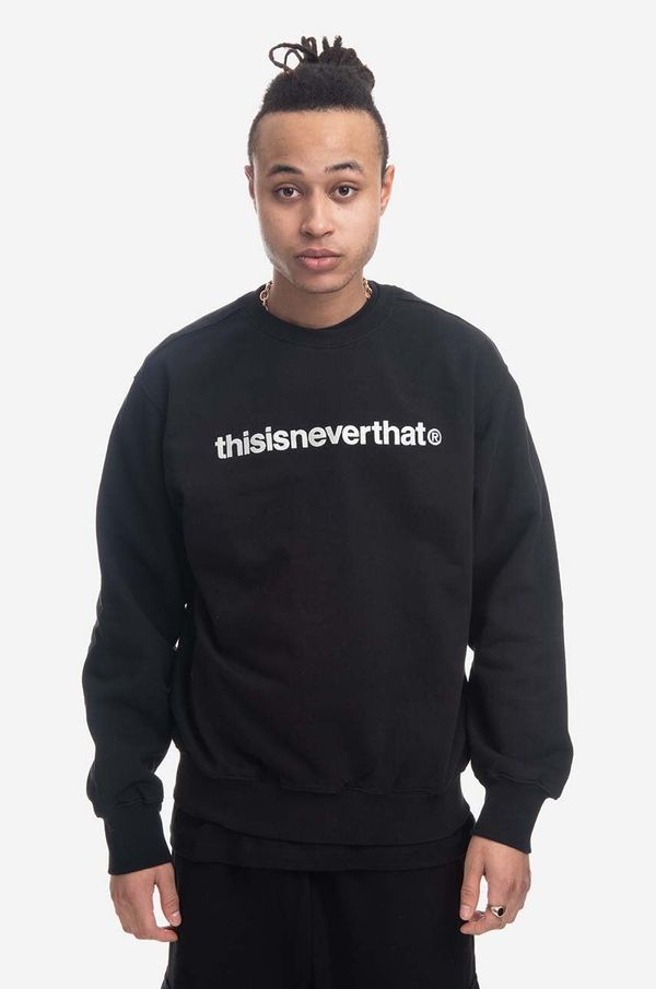 thisisneverthat Pamučna dukserica thisisneverthat T-Logo Crewneck za muškarce, boja: crna, s aplikacijom, TN220TSWCW01-NAVY