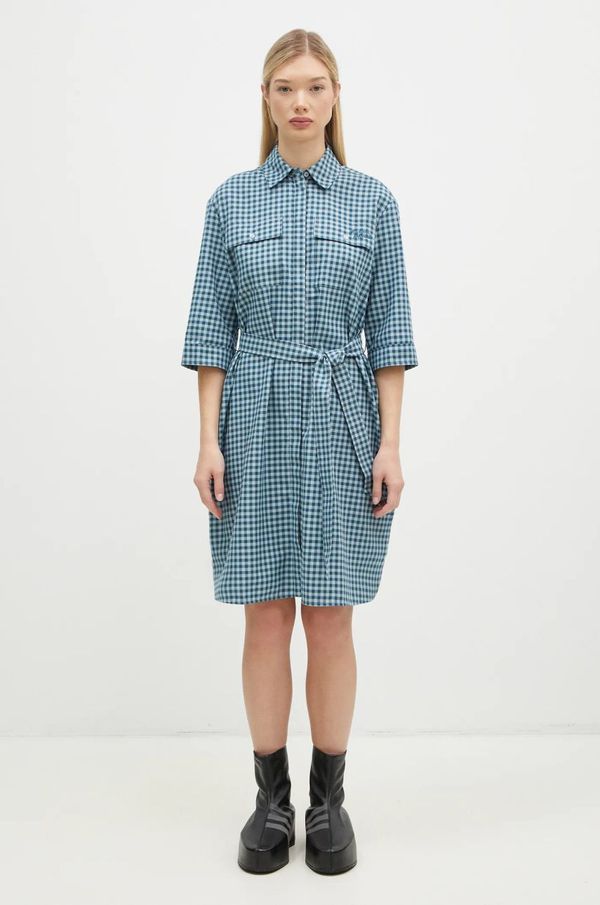 Maison Kitsuné Pamučna haljina Maison Kitsuné Double Pocket mini, oversize, NW01620WC5015