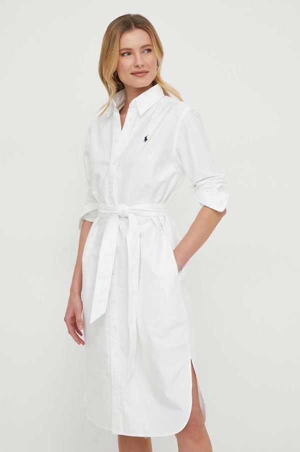Polo Ralph Lauren Pamučna haljina Polo Ralph Lauren boja: bijela, mini, ravna, 211928804