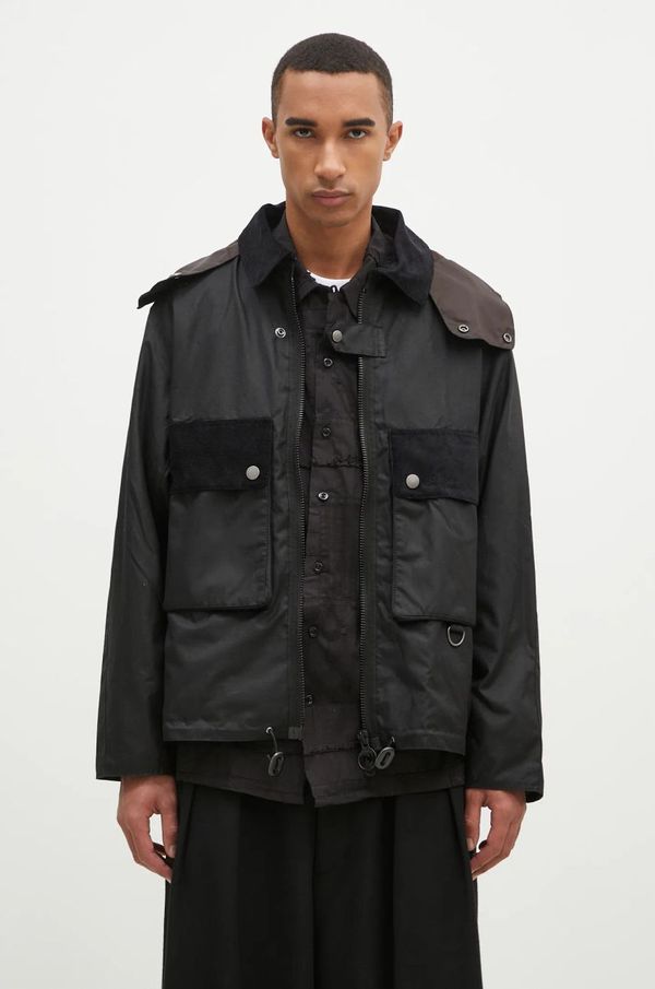 Barbour Pamučna jakna Barbour Re-Engineered Spey Wax Jacket boja: crna, za prijelazno razdoblje, MWX2341