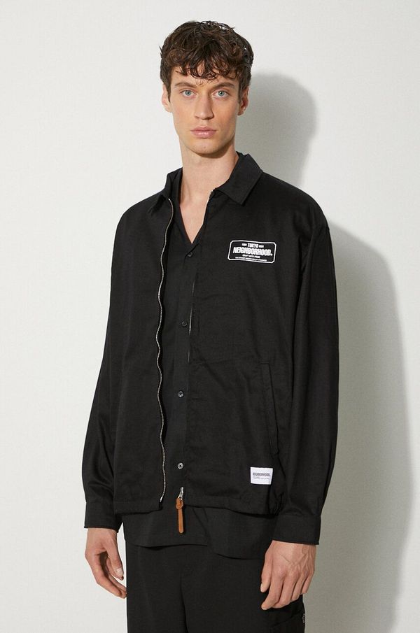 Neighborhood Pamučna jakna NEIGHBORHOOD Zip Work Jacket boja: crna, za prijelazno razdoblje, oversize, 241TSNH.JKM02