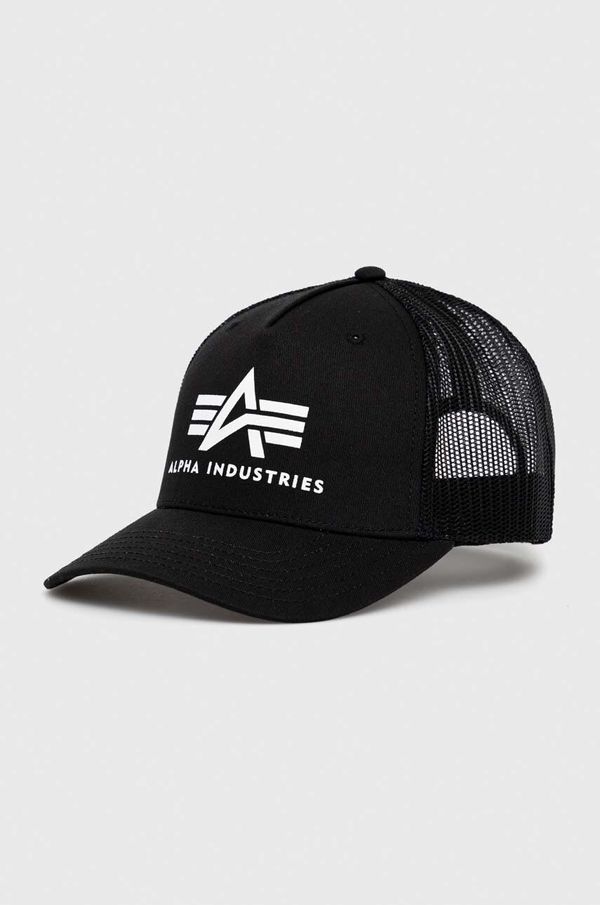 Alpha Industries Pamučna kapa Alpha Industries boja: crna, s tiskom, 186902.03-Black