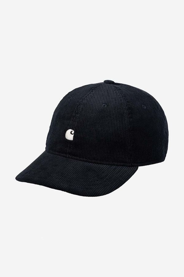 Carhartt WIP Pamučna kapa Carhartt WIP Harlem Cap boja: tamno plava, glatka, I028955-WAX/BLACK