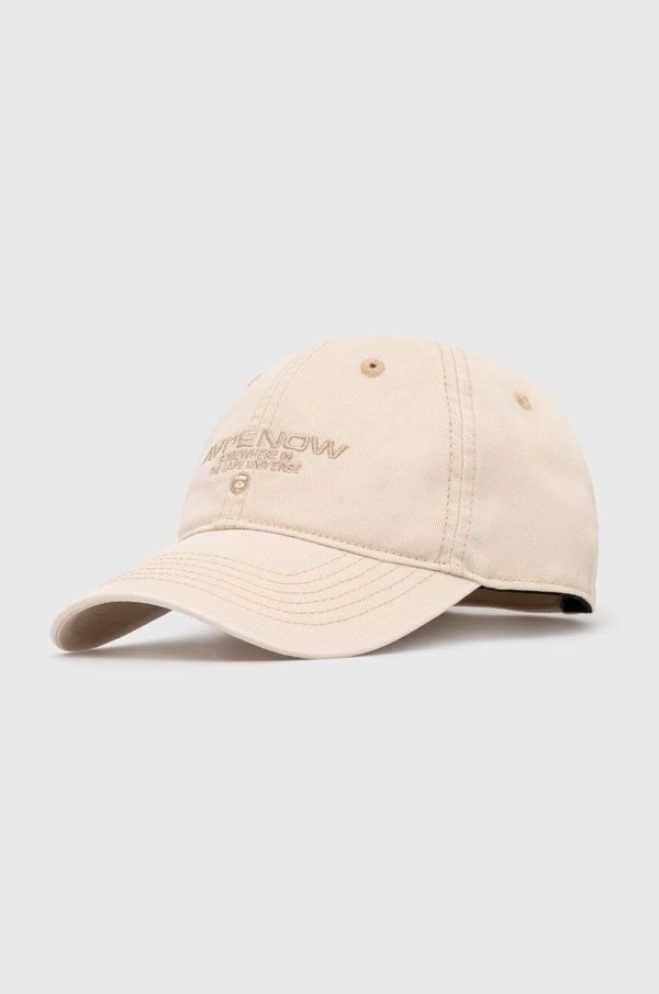 AAPE Pamučna kapa sa šiltom AAPE Cotton Washed boja: bež, s aplikacijom, ACP4940