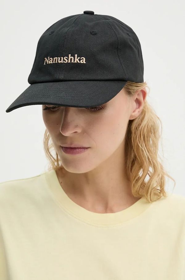 Nanushka Pamučna kapa sa šiltom Nanushka VAL boja: crna, s aplikacijom, NU24CRHT08199