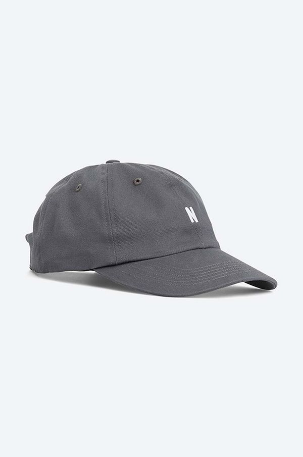 Norse Projects Pamučna kapa sa šiltom Norse Projects boja: siva, glatka, N80.0001.1072-1072