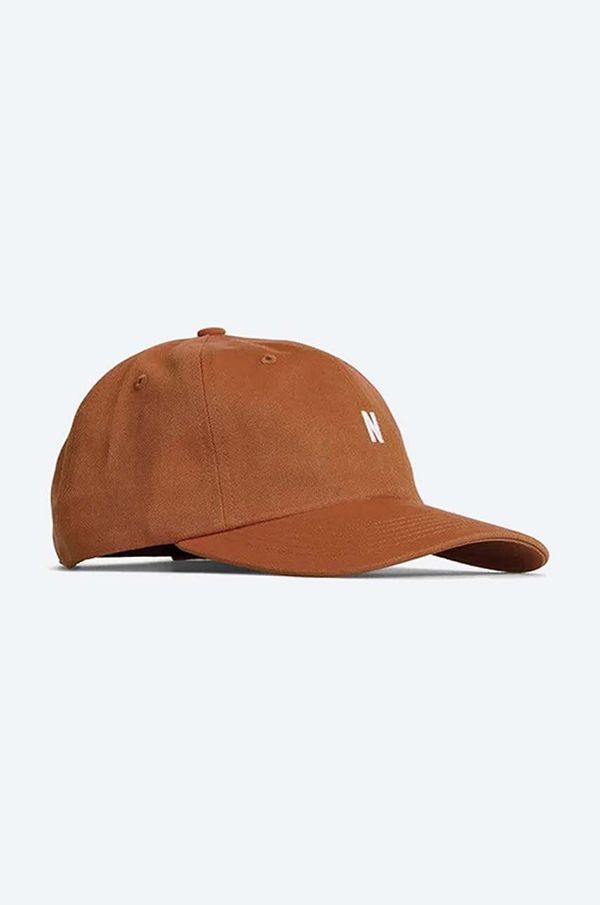Norse Projects Pamučna kapa sa šiltom Norse Projects boja: smeđa, bez uzorka