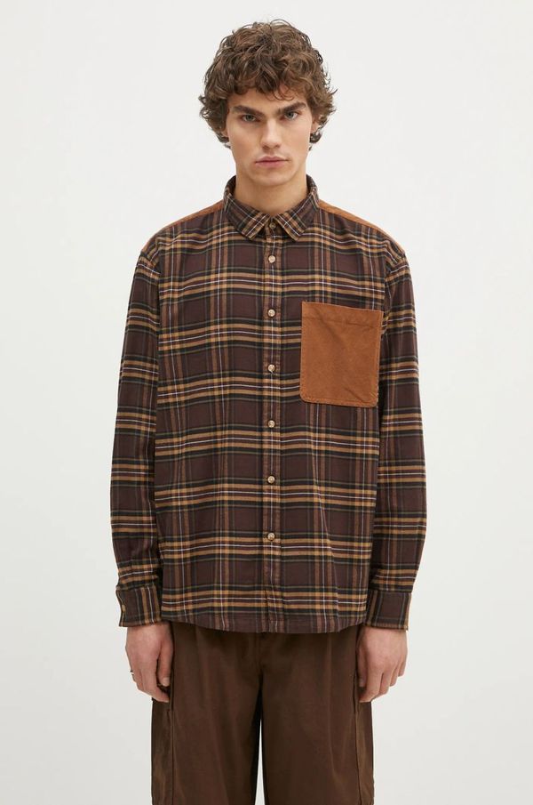 Barbour Pamučna košulja Barbour Wolfwood OS Checked Shirt za muškarce, boja: smeđa, regular, s klasičnim ovratnikom, MSH5508