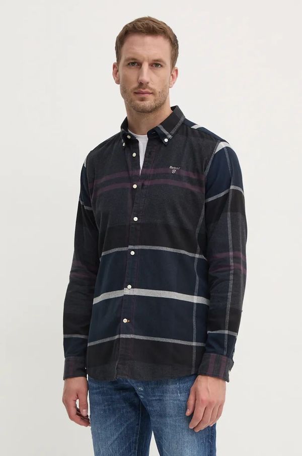 Barbour Pamučna košulja Barbour za muškarce, boja: bež, slim, s button-down ovratnikom