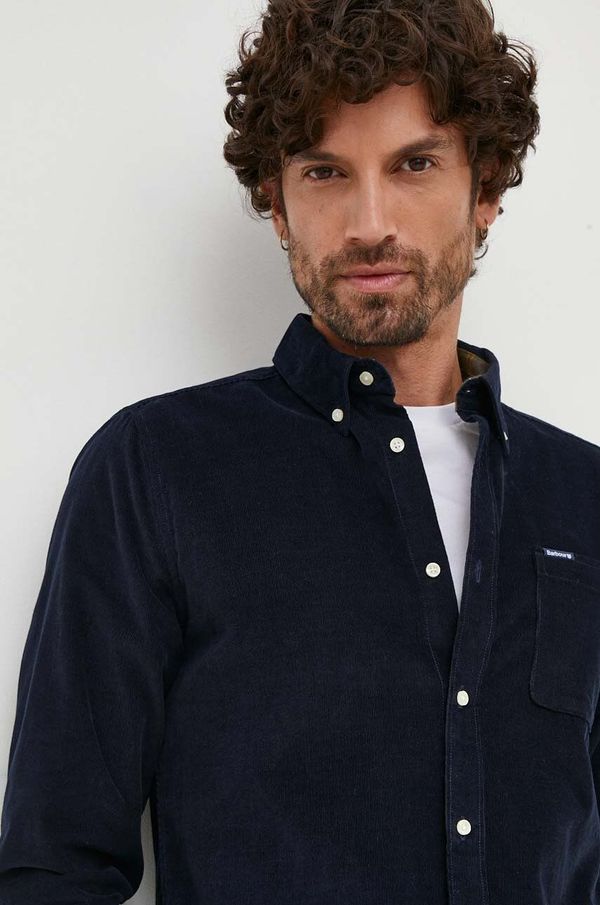 Barbour Pamučna košulja Barbour za muškarce, boja: tamno plava, regular, s button-down ovratnikom