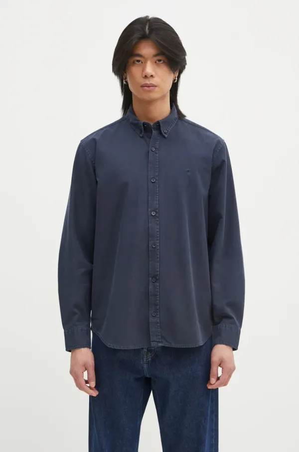 Carhartt WIP Pamučna košulja Carhartt WIP Longsleeve Bolton Shirt za muškarce, boja: tamno plava, regular, s button-down ovratnikom, I030238.0NYGD