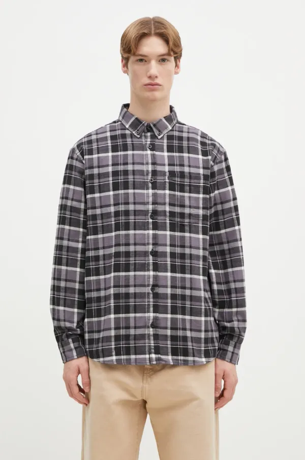 Carhartt WIP Pamučna košulja Carhartt WIP Longsleeve Fendrick Shirt za muškarce, boja: ljubičasta, regular, s button-down ovratnikom, I034382.2MIXX