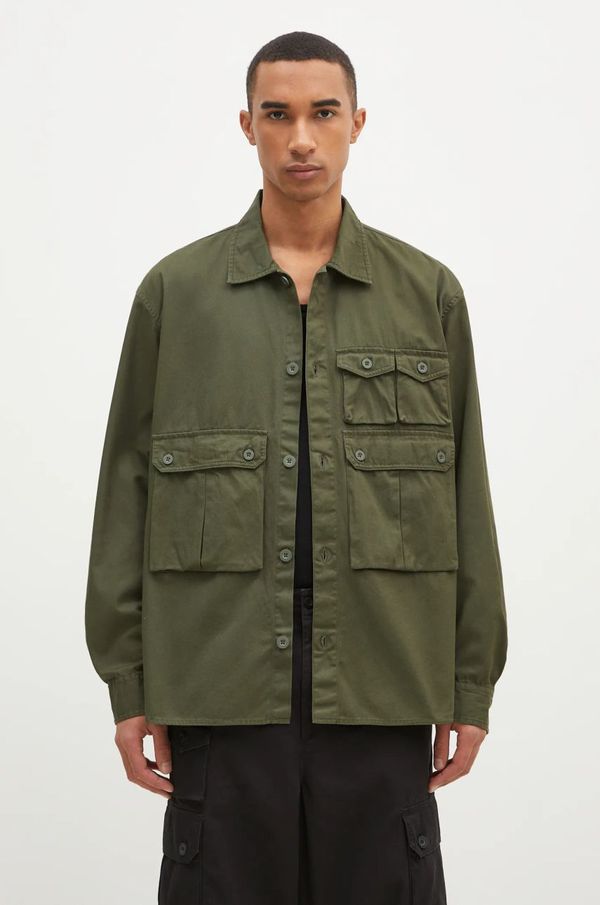 Carhartt WIP Pamučna košulja Carhartt WIP Longsleeve Tracker Shirt za muškarce, boja: zelena, regular, s klasičnim ovratnikom, I033782.666XX